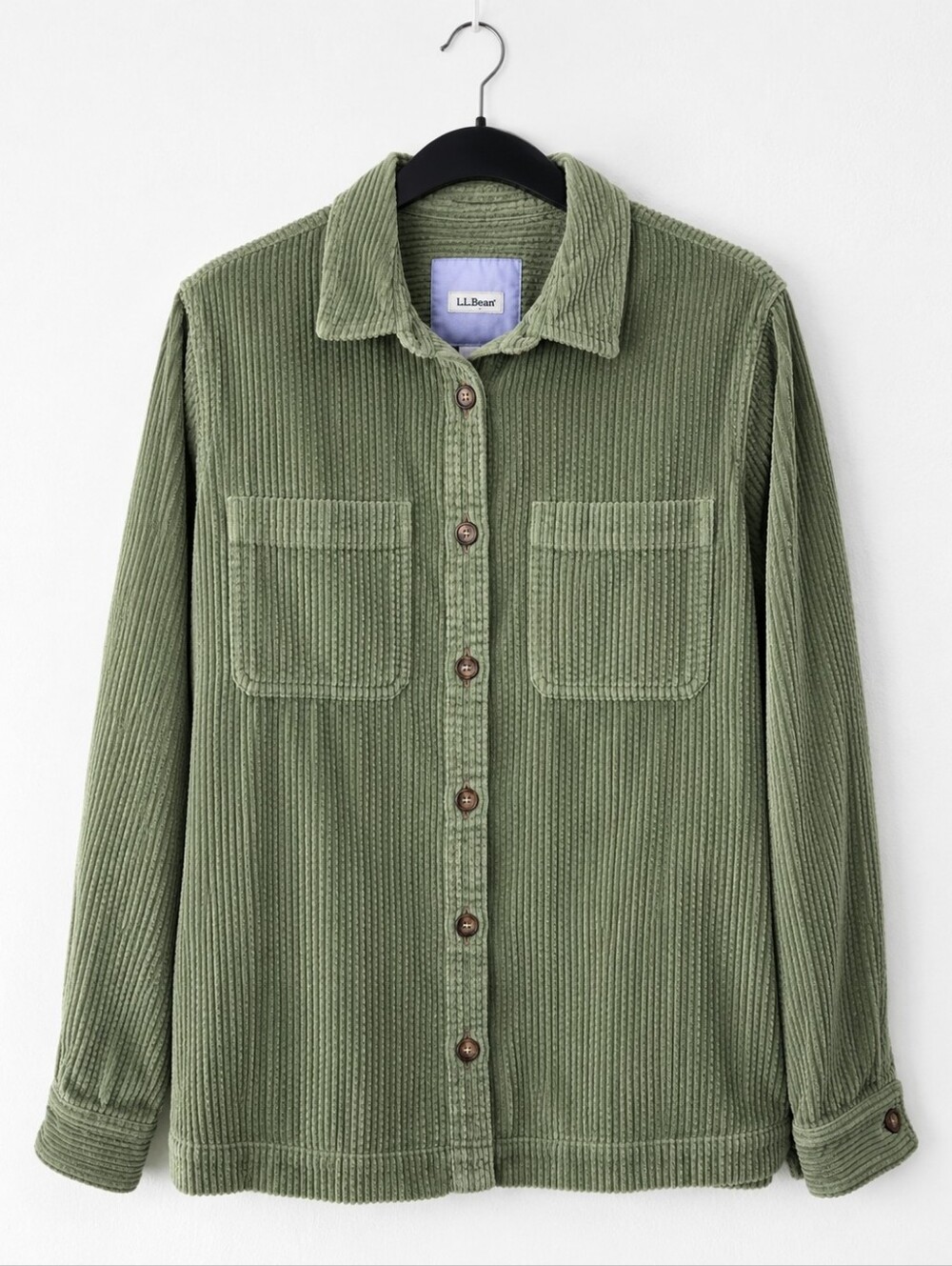 L.L.Bean Sage Green Corduroy Shacket Shirt Jacket Relaxed Fit Medium